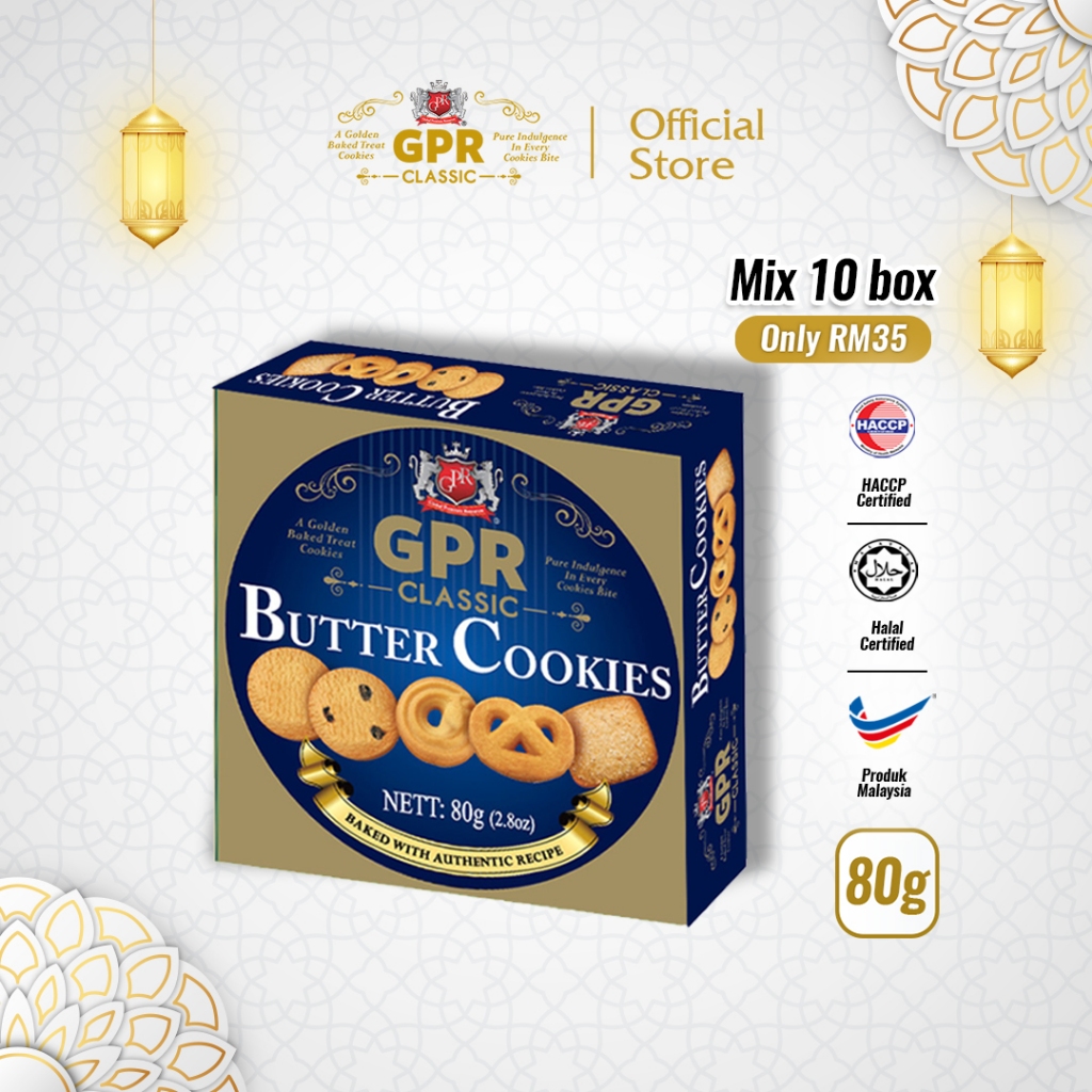 GPR Classic Biskut Mentega (80g) Biskut Halal Butter Cookies - Hadiah Raya & Snek Pejabat