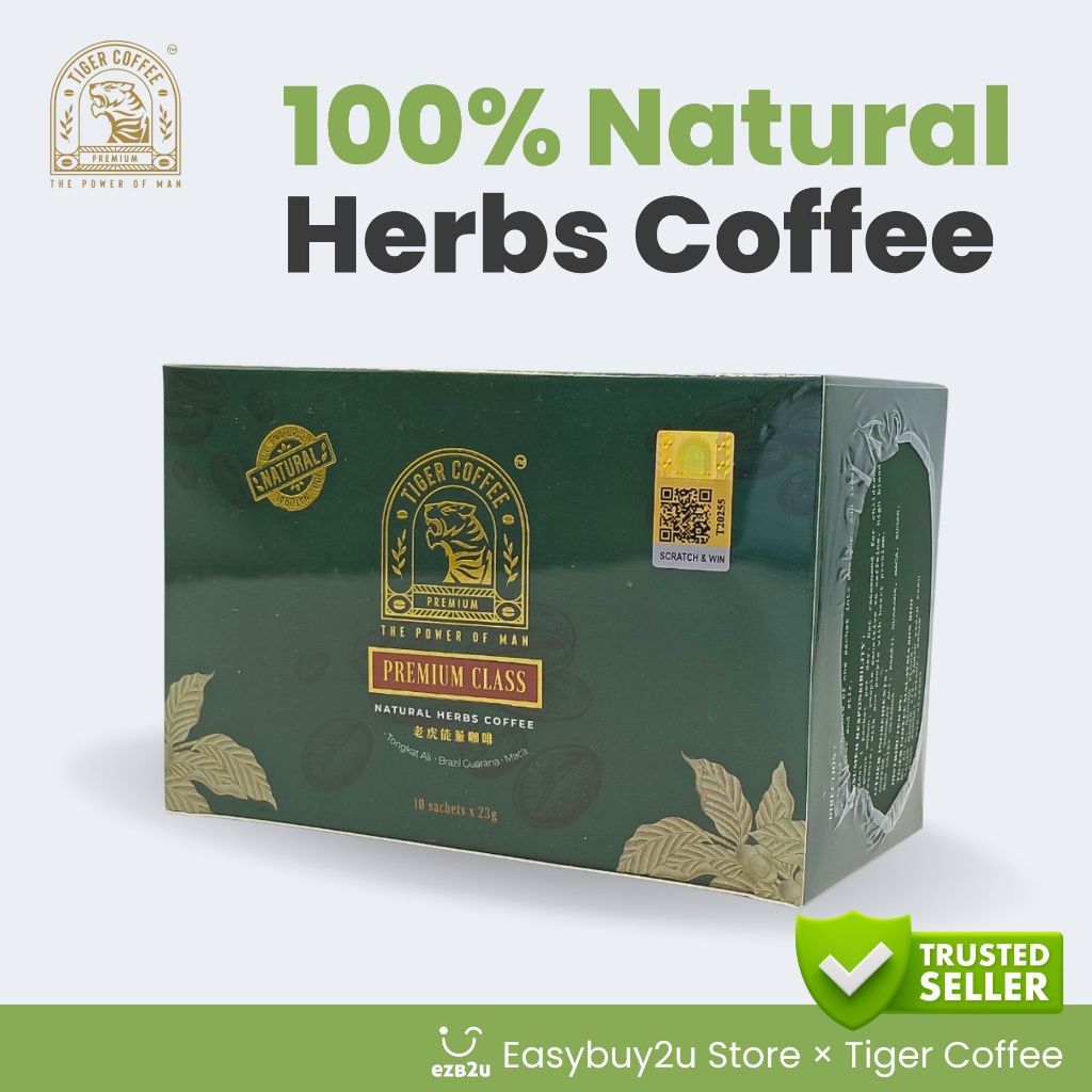 100% Natural Herbs Tiger Coffee Premium Blend with Tongkat Ali, Maca & Guarana 老虎能量咖啡