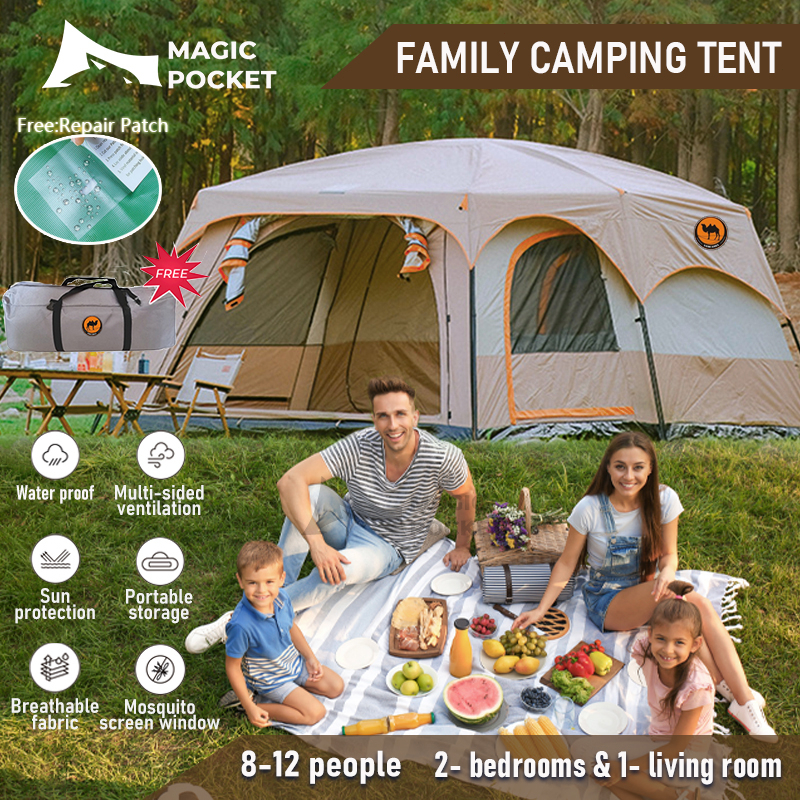 Magicpocket Genuine khemah unta outdoor camping Camel tent waterproof 10-14Person Large Camping Family Tent outdoor