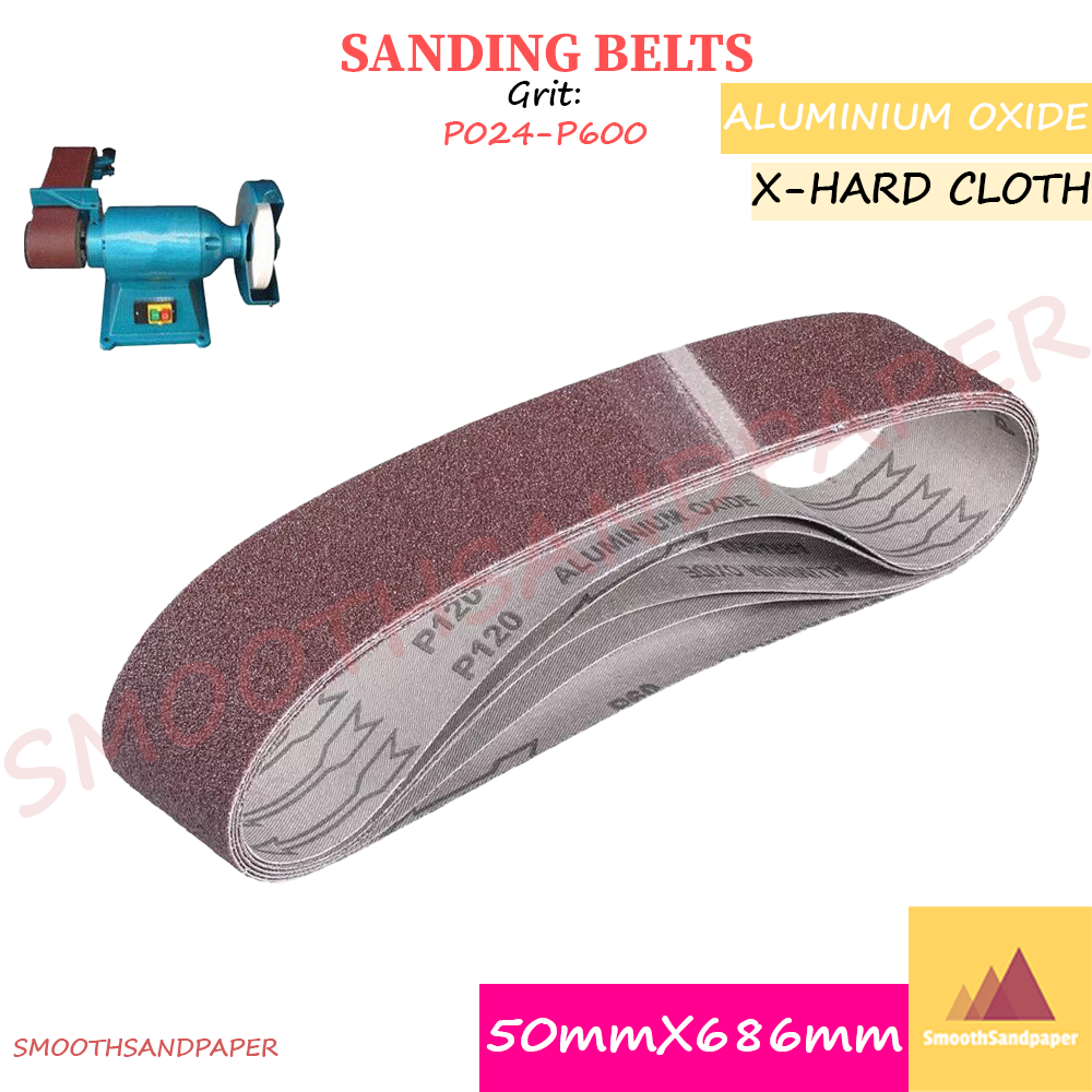 50X686mm X-Hard Cloth Sanding Belts / Aluminium Oxide 微型打磨电动机砂带 硬布氧化铝红砂带
