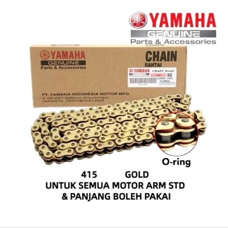 YAMAHA RANTAI O-RING YAMAHA MOTOR 428HD HEAVY DUTY 132L O'RING GOLD CHAIN KLO RANTAI EMAS CHAIN SPROCKET
