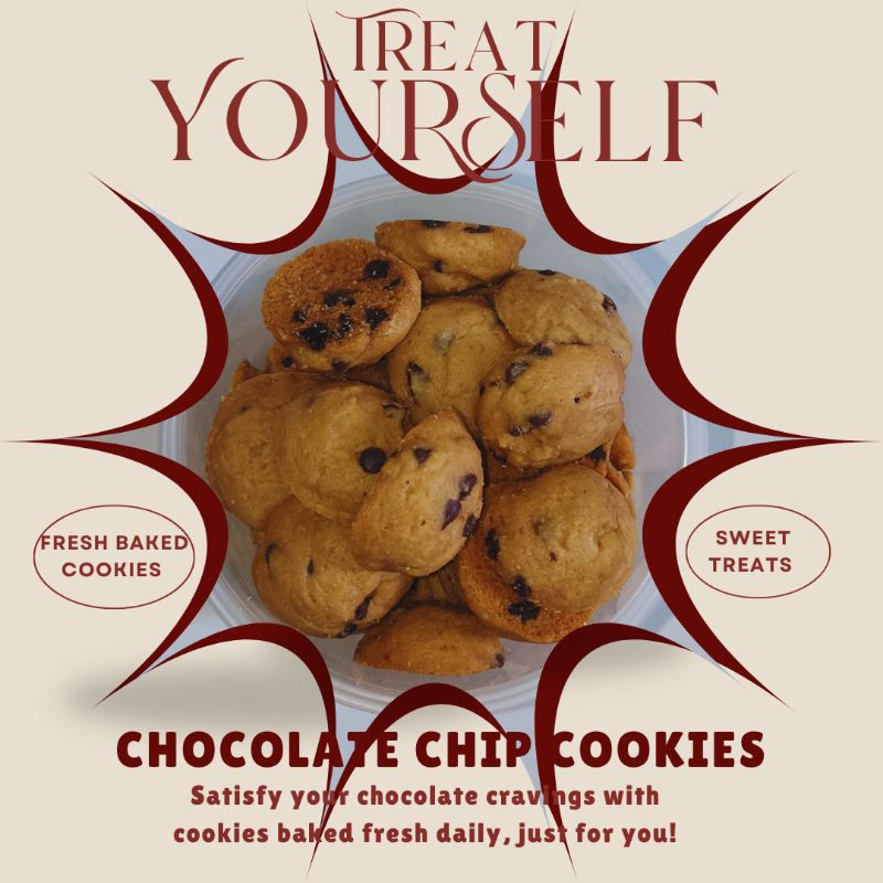 Kuih Raya /Biskut Coklat Chip Murah/ Chocolate Chips Cookies ala famous Amos/(180g+ or 35pcs+) cookies in cookie bag.