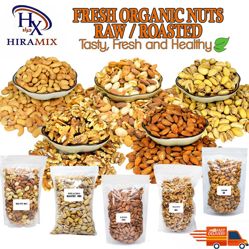 Mix Nuts Cashew | Almond | Pistachio | Walnut Healthy Mixed Nuts 150g/250g/500g/1kg (Raw/ Roasted)(mentah/panggang)