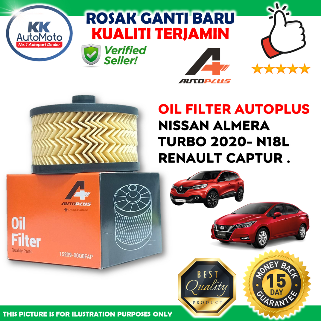 Tan Chong Auto Plus Oil Filter , Oil Filter NISSAN ALMERA TURBO 2020- N18L RENAULT CAPTUR