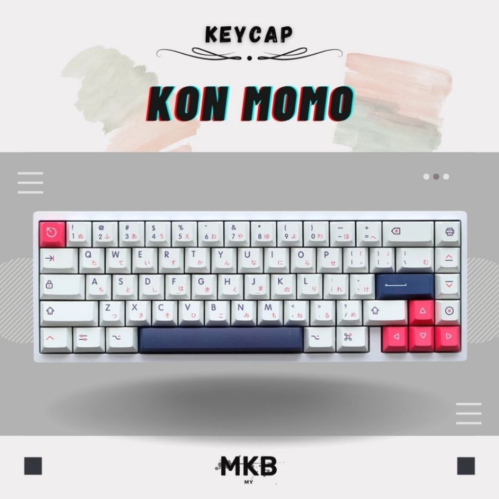 MKB Kon Momo Japanese PBT Dye Sublimation Cherry Profile Keycap Set for Mechanical Keyboard