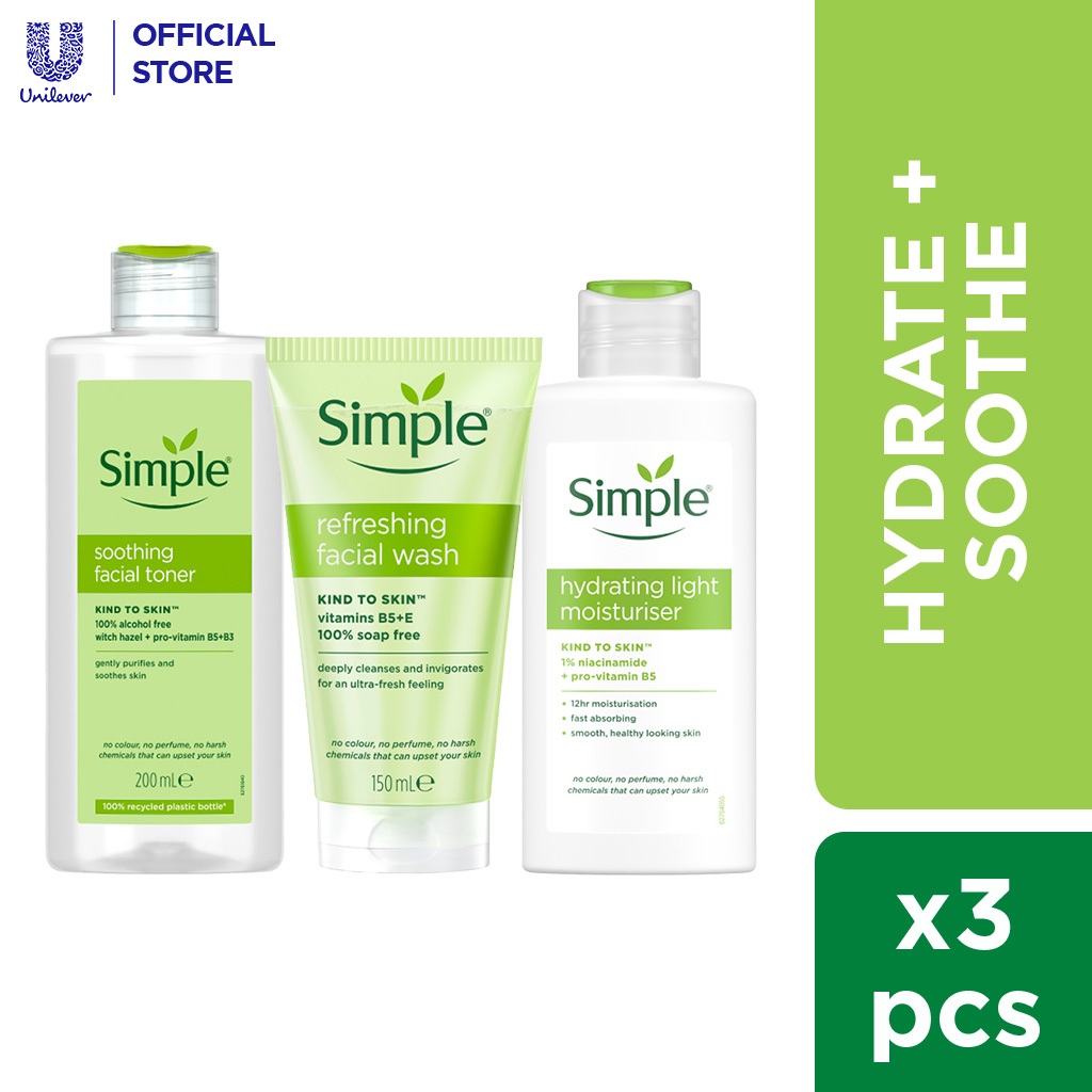 [Limited Edition] Simple Kind To Skin 3-step Basic Skincare Bundle To Keep Skin Hydrated Soft & Smooth Skin (3pcs)