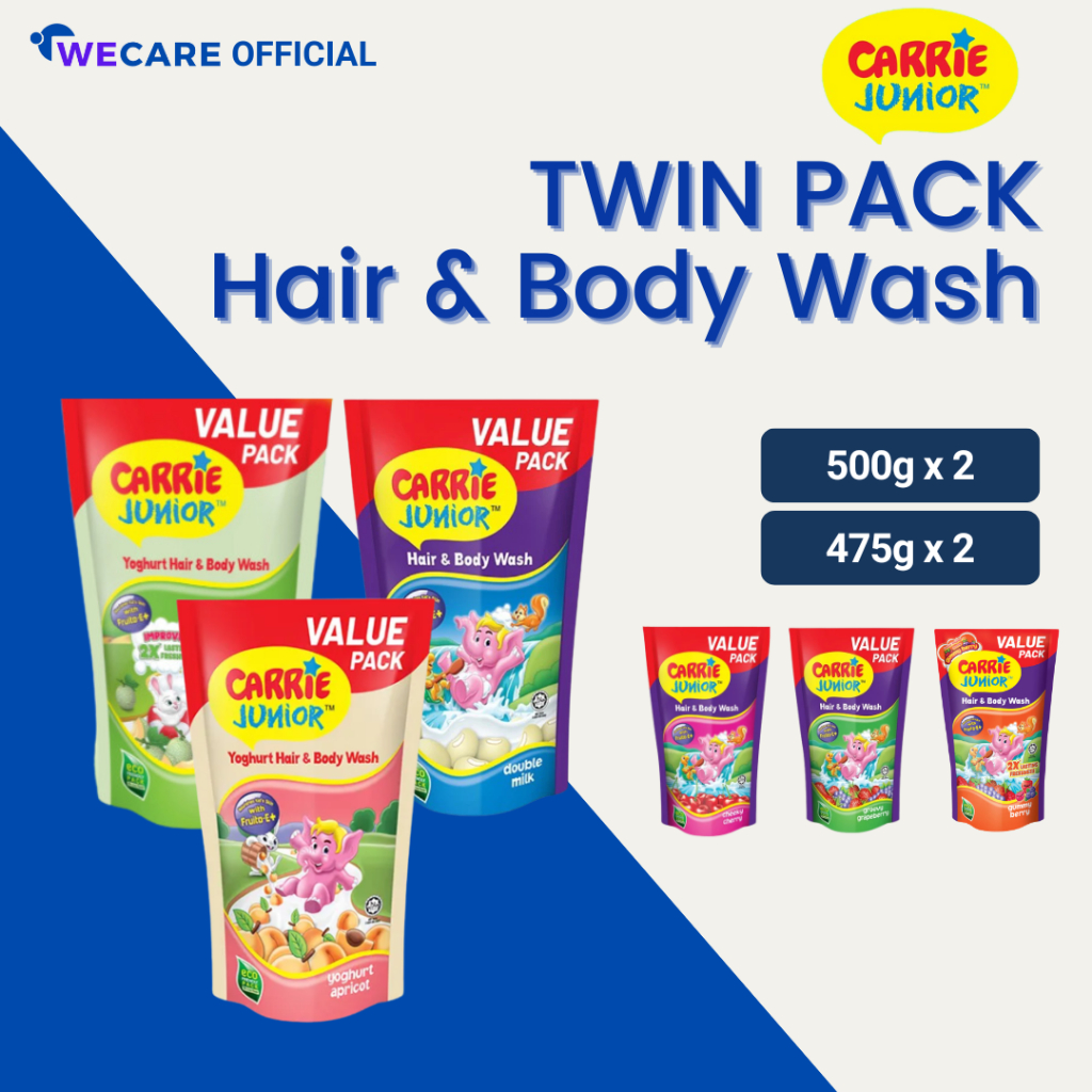 Carrie Junior Baby Hair & Body Wash Value Pack (475g/500g x 2) - 6 Variants | We Care