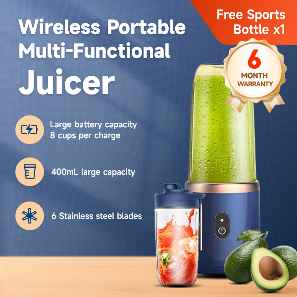 Portable juice blender 2 juice cups Juicer Mixer 6 Blades Wireless USB Fully Automatic Ice Crushing