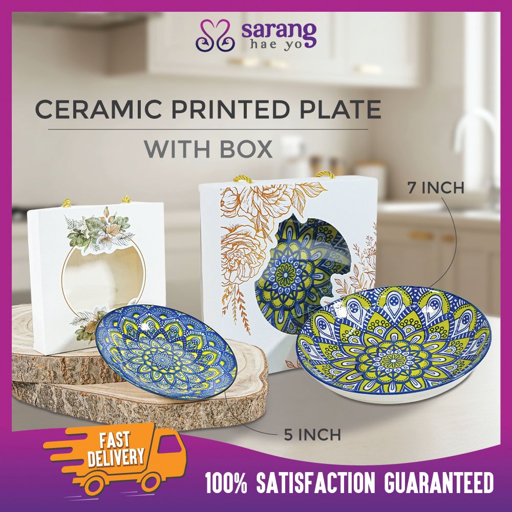 Exclusive Printed Ceramic Plate Door gift Vip Doorgift Murah Printed Plate Doorgift Pinggan Bohemian