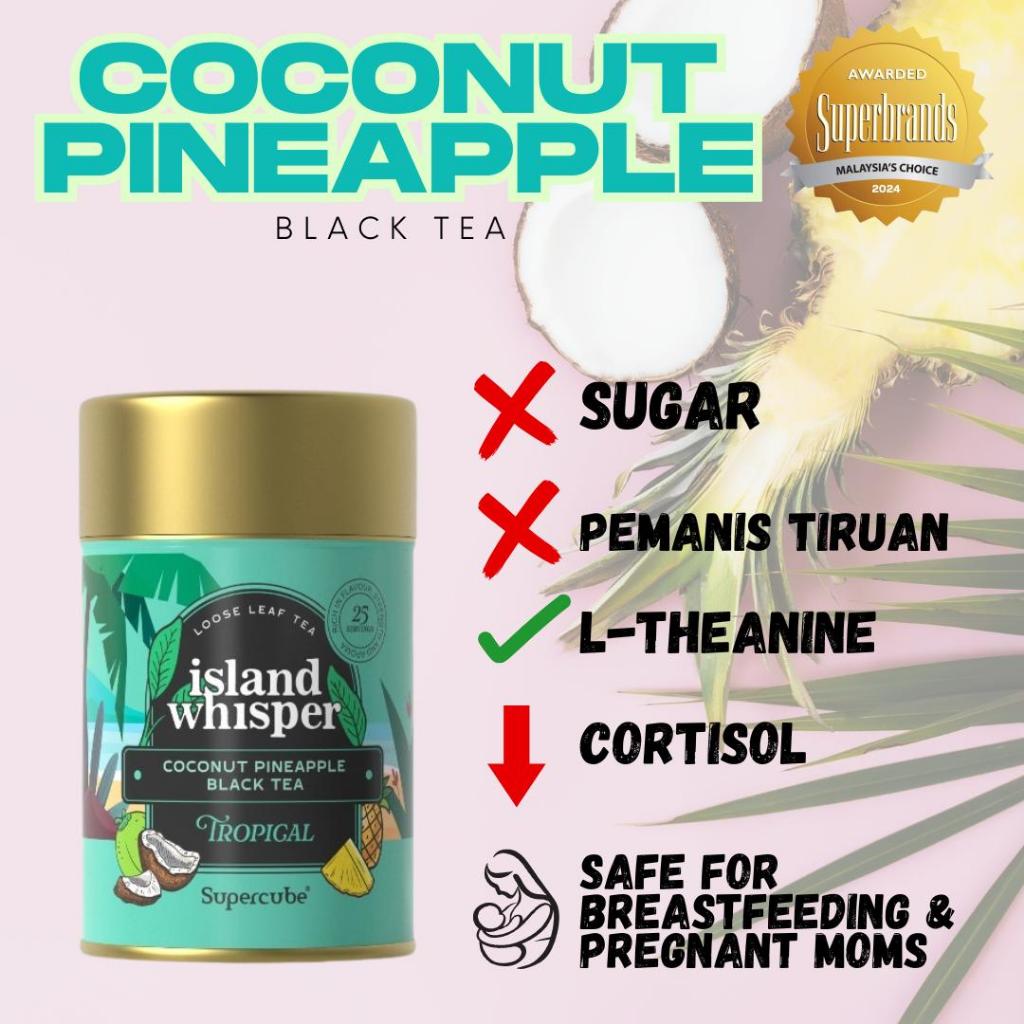 Supercube Coconut Pineapple Black Tea Teh Detox Kortisol Teh Tanpa Gula