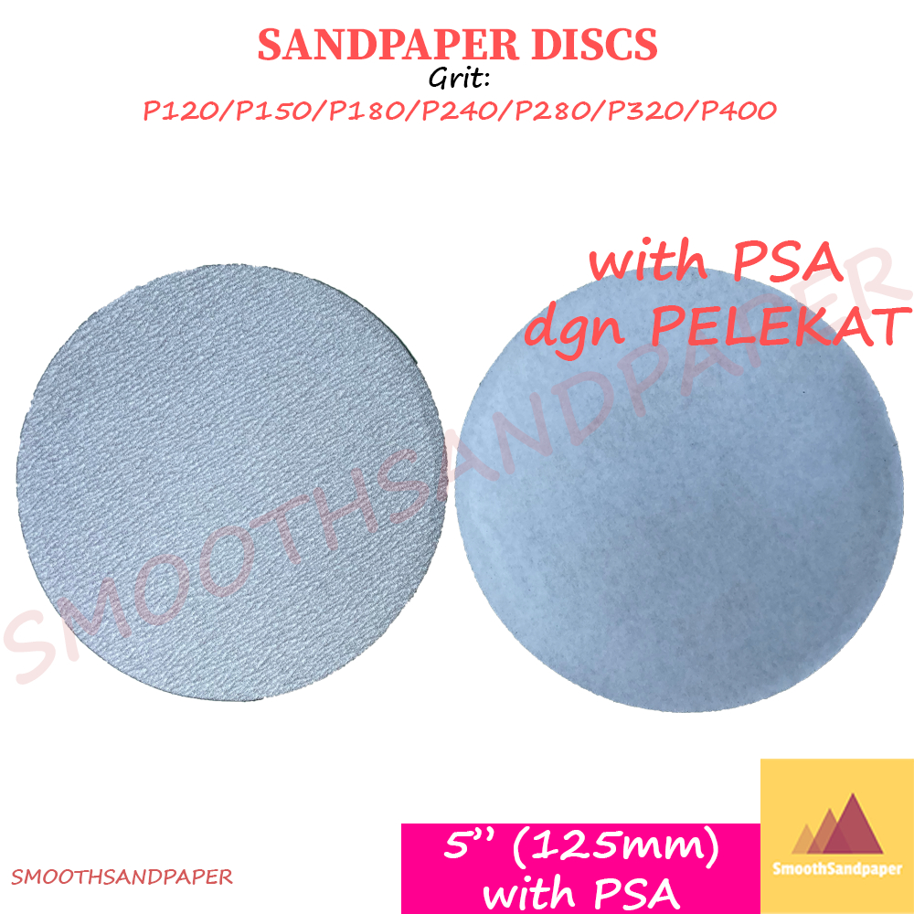 5" (125mm) [100pcs] Abrasive White Sandpaper Discs (with Adhensive) 砂纸背胶圆盘 image 4