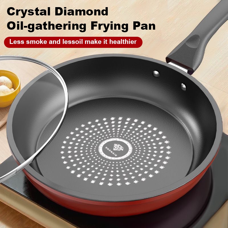 24/26/28CM Diamond Coated Non-Stick Frying Pan Professional Kitchen Wok Induction Compatible Heavy-Gauge Aluminum