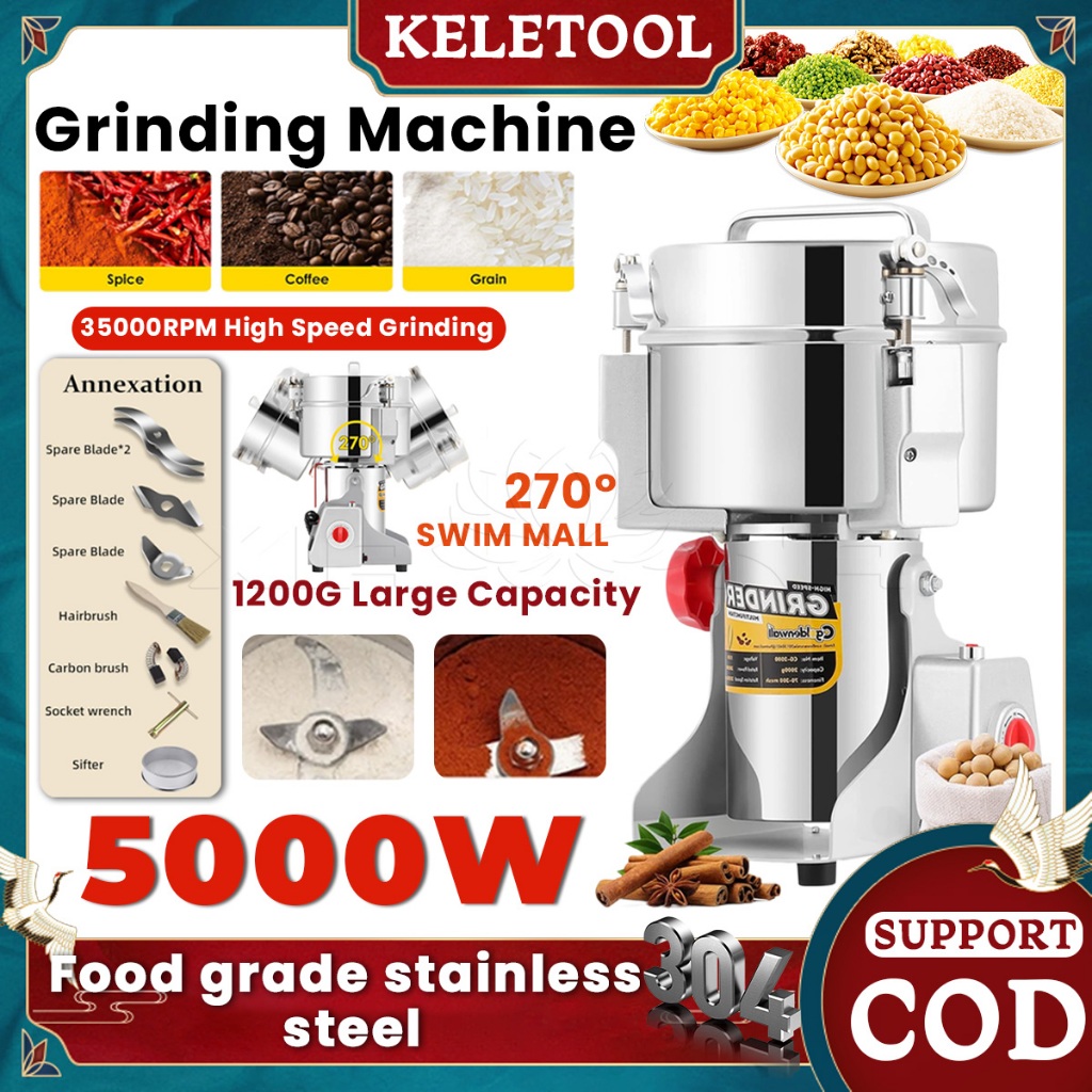 1200g blender heavy duty Grain pengisar kering 5000w Grain Grinder Machine mesin pengisar tepung ubi 磨粉机