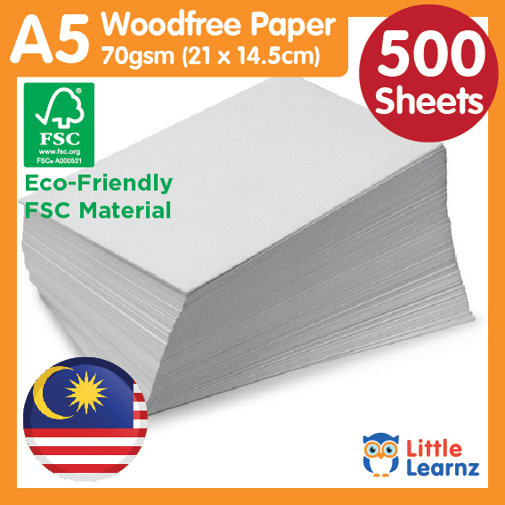 A6 A5 70gsm White Simili Paper 500pcs/pack Eco-Friendly material Super White Kertas Putih woodfree