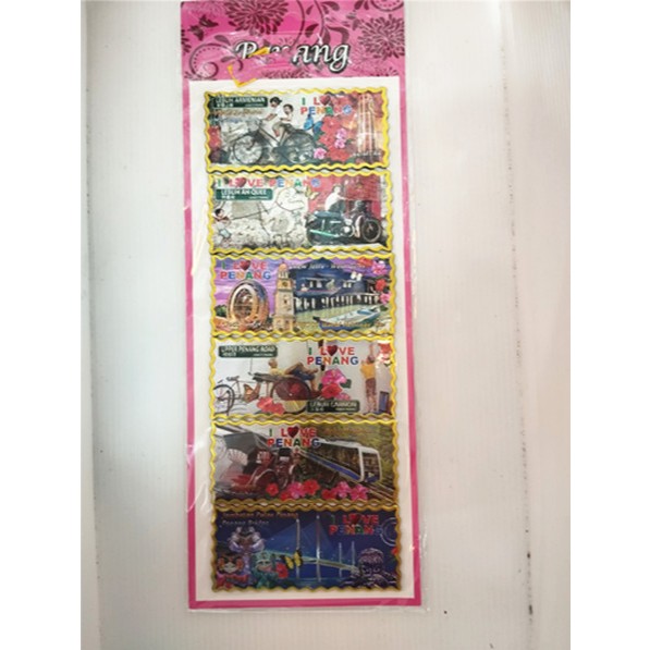 6 PCS SET Malaysia Penang fridge magnets steel  souvenir gift