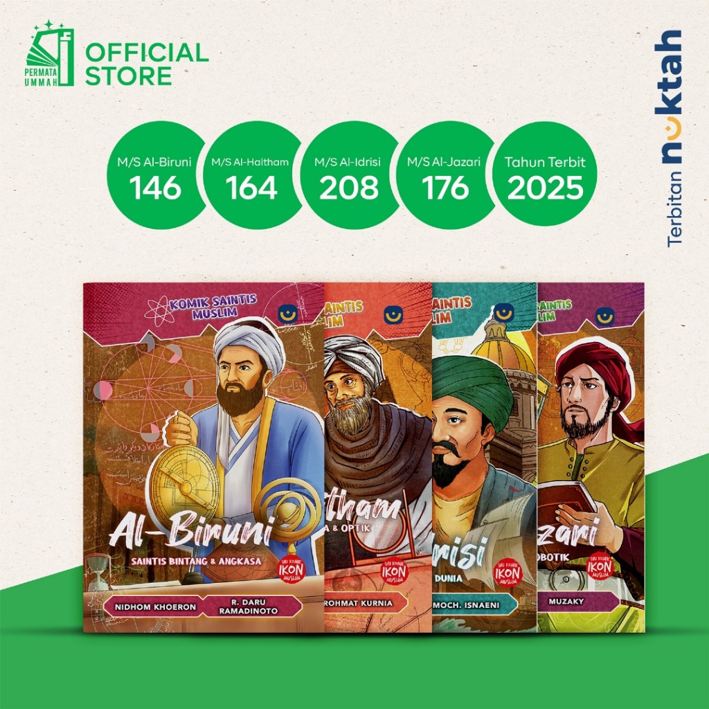 Set Komik Saintis Muslim : Al-Biruni + Al-Haitham + Al-Idrisi + Al-Jazari Terbitan Nuktah Tahun 2025