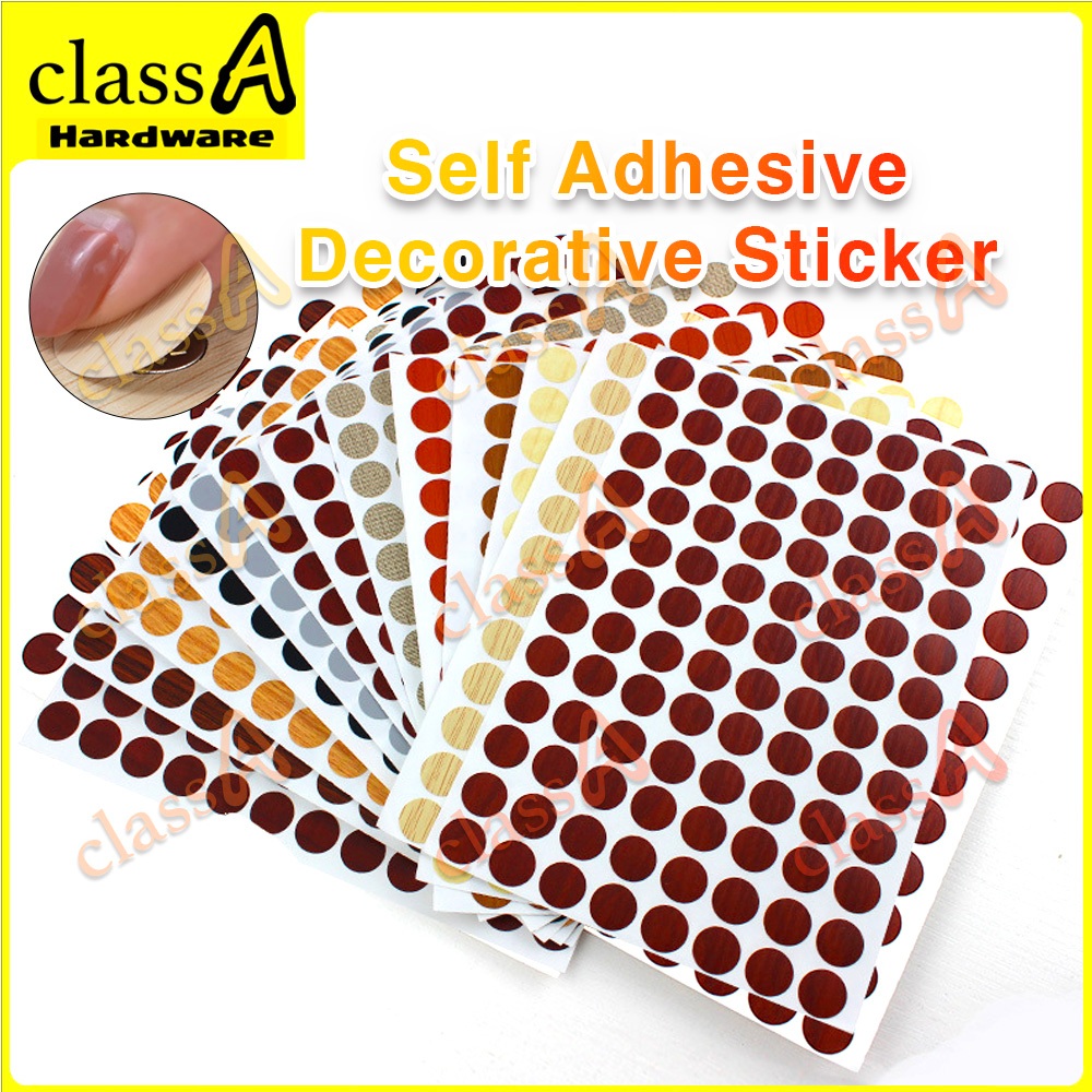ClassAHW 15mm Self Adhesive Decorative Films Furniture Screw Cover Caps Sticker Wood Craft Desk Cabinet Ornament 96 PCS