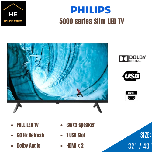 Philips 32 Inch HD | 43 Inch Full HD LED TV Televisyen 32PHT5009/68 43PFT5009/68