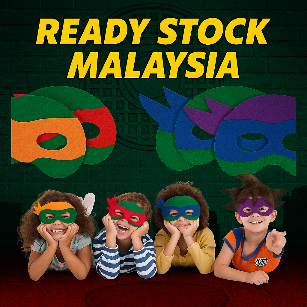 (Ready Stock) Ninja Turtle Felt Mask for Kids | TMNT Cosplay Party Accessory | Costume Halloween Gift Birthday Supplies