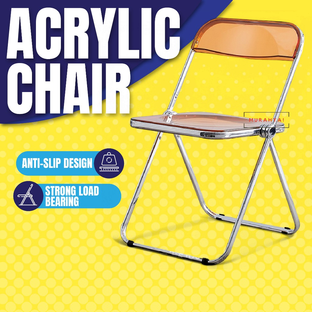 Transparent Dining Chair Make up Chair Modern Transparent Acrylic Folding Chair Plastic Chairs Dining Chair with Metal