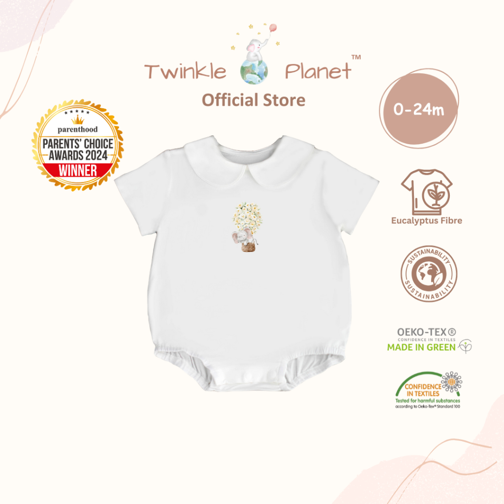 Twinkle Planet Organic Peterpan Collar Short Sleeve Bodysuit - Sustainable Choice