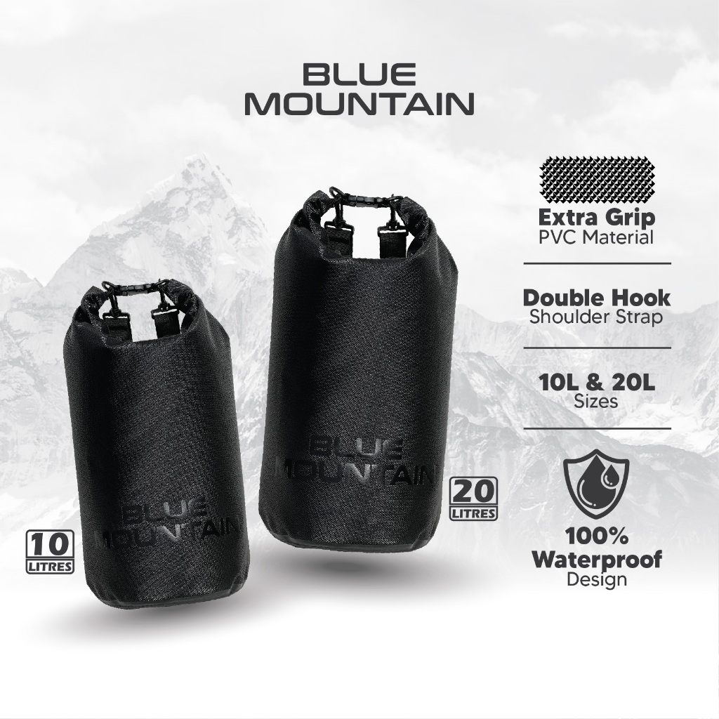 Blue Mountain 10L/20L Dry Bag Outdoor Sports Splashproof Travel Sling Backpack Adjustable Shoulder Strap