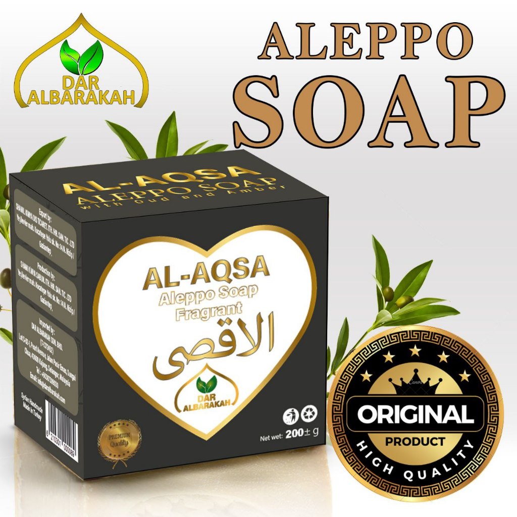 AL-AQSA Aleppo Sabun Original-Sabun Minyak Zaitun Asli 200g Handmade Untuk Kulit Sensitif & Jerawat