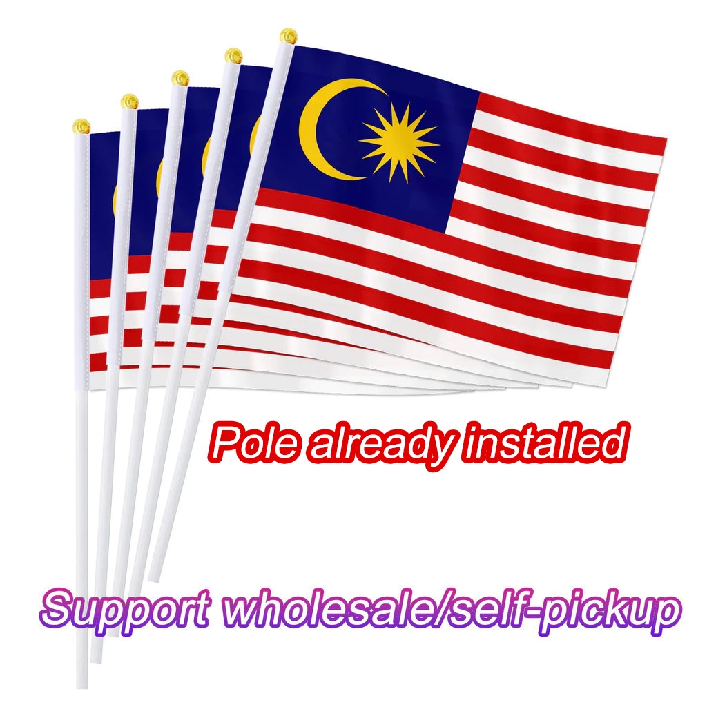 Ready Stock Malaysia Hand Flag Bendera malaysia Malaysian National Flag World Countries Decor Gifts 50/100pcs