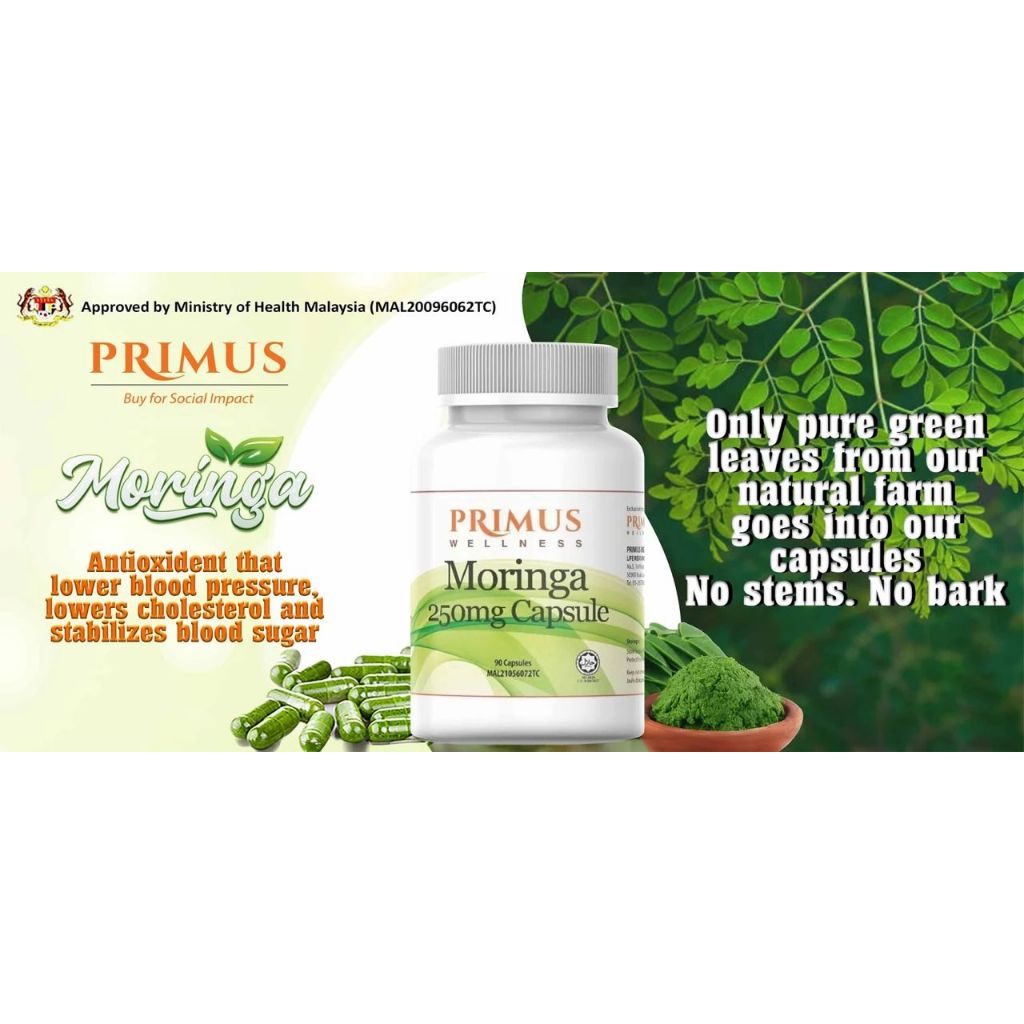 KAPSUL MORINGA LULUS KKM (90 biji) ( NEW PACKAGING ) - KKM Approved Moringa  Capsules by Primus Wellness