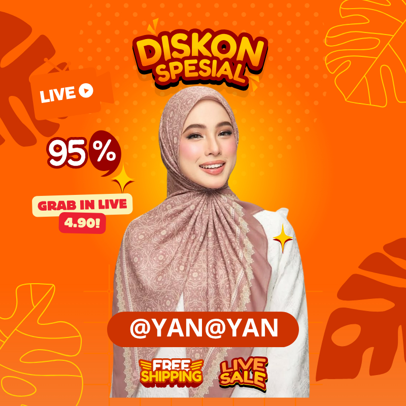 YAN@YAN HIJAB PRINTED BAWAL COTTON PRINTED TUDUNG  BIDAND 45/
