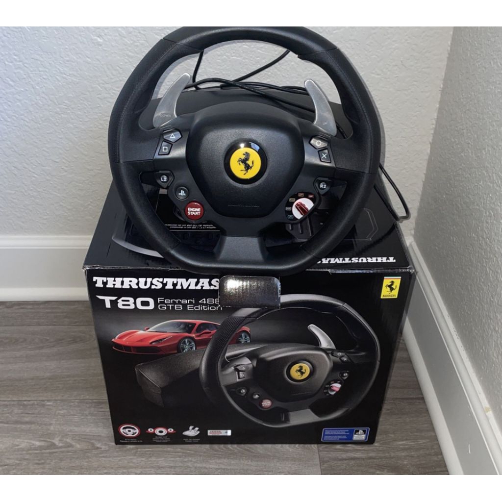 (Full Box) Sony PlayStation Thrustmaster T80 Ferrari 488 GTB ~ Gaming Steering Wheel For PS3,PS4,PS5 & PC / Full Box Set