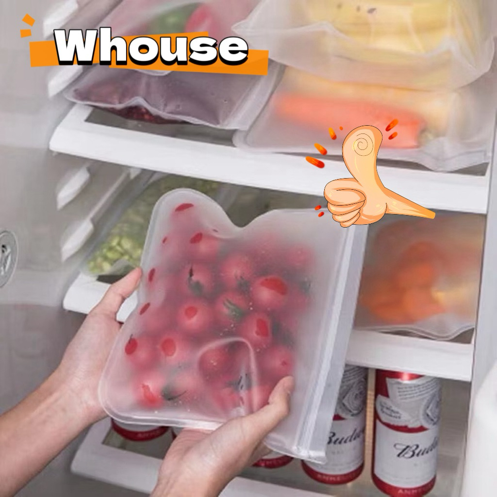 Reusable Food Storage Bags / BPA FREE Silicone Material Kitchen Freezer Bags / Fresh-keeping bag / Refrigerator vegetabl