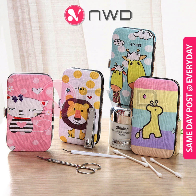 《 》Cute Cartoon Case 7 in 1 Pedicure Manicure Tool Set Nail Clipper Grooming Kit Beauty Tools Pengetip Kuku