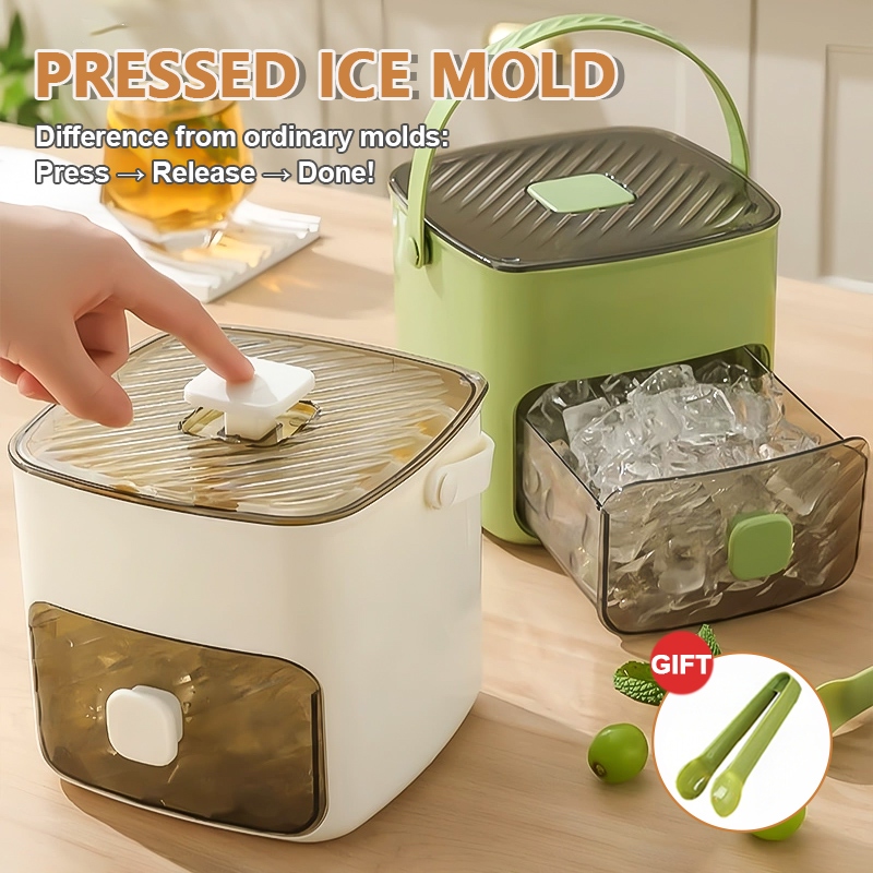 Tekan dulang ais acuan kiub ais lapisan dua kotak ais beku artifak kiub ais penyimpanan ais mudah alih dengan klip ais