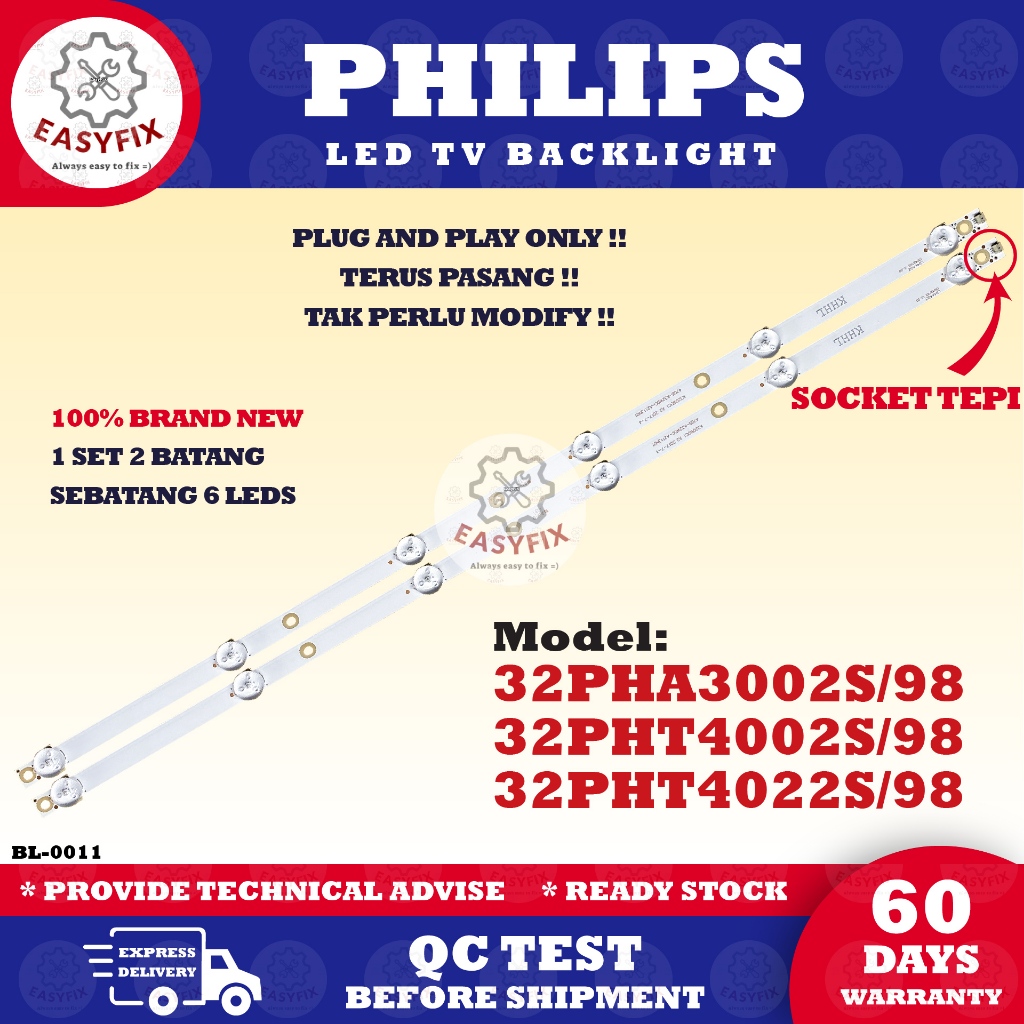 32PHA3002S/98 / 32PHT3002S/98 / 32PHT4002S/98 / 32PHT4022S/98 PHILIPS 32 INCH BACKLIGHT LAMPU TV 32PHT3002S 32PHT4002S