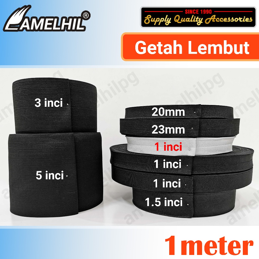(Meter) Soft Elastic Band Polyester Elastic Band Getah Kain Lembut Getah Pinggang Getah Jahit Getah Jahitan Getah Seluar