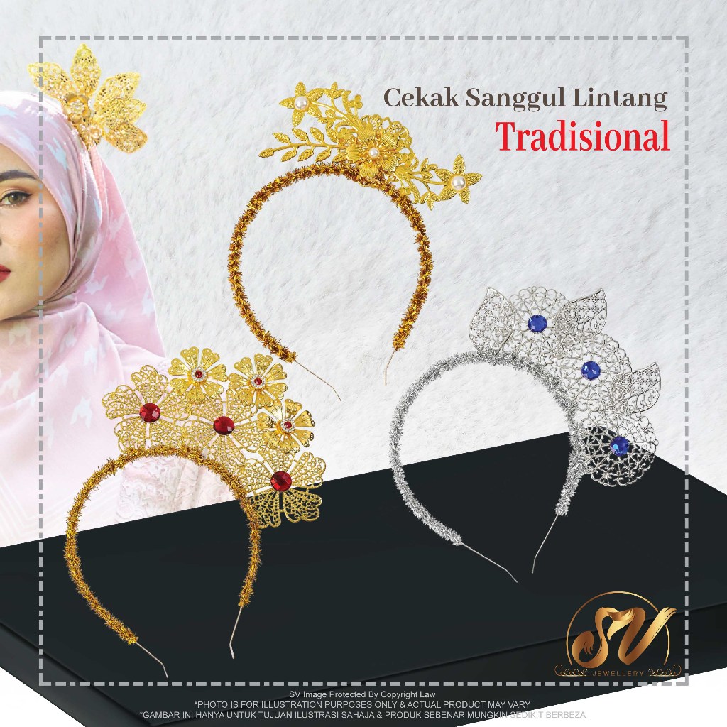 SV Jewellery Cekak Sanggul Diamond Classic Merdeka Gandik Traditional Headbands Half Dokoh Bridesmaid Melayu Fashion