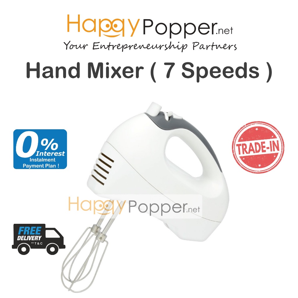 Happypopper Mesin Pengadun Tepung Bancuh Telur Blender Egg Beater Baking Whisk Hand Mixer Electric 7 Speed MX-M0003