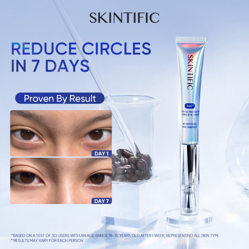 SKINTIFIC OFFICIAL Eye Cream 360° Crystal Massager Lifting Anti-Aging Eye Serum Eye Bag Remover Brightens Dark Circle
