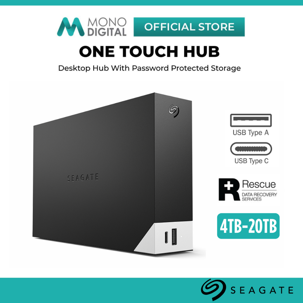 SEAGATE 3.5" ONE TOUCH HUB DESKTOP / EXPANSION DESKTOP EXTERNAL HARD DRIVE USB 3.0 FOR PC - 4TB / 8T