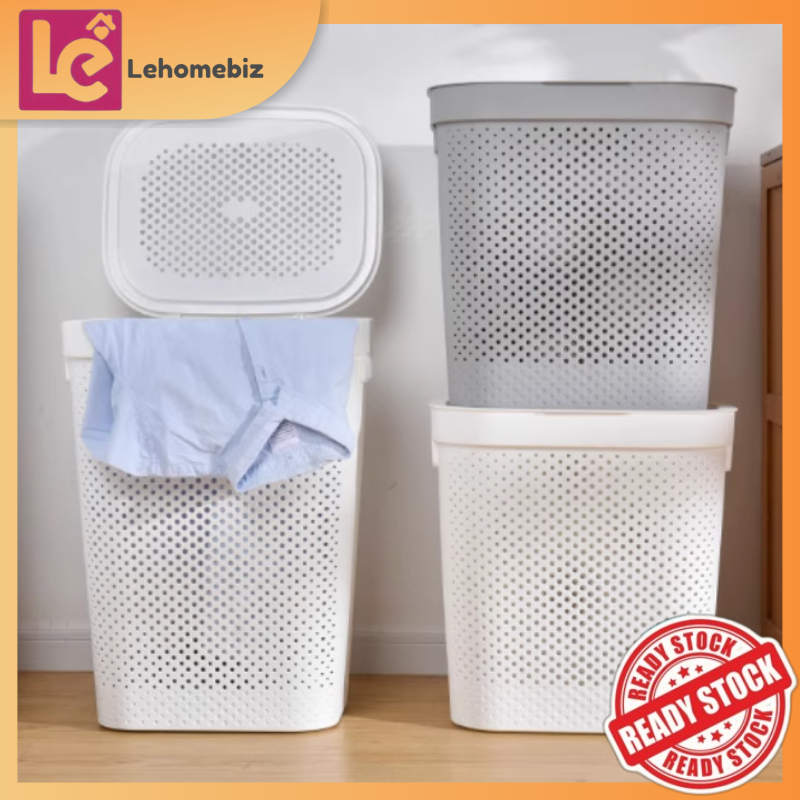 Bakul Baju Kotor Gaya Jepun 45L/60L Berkualiti Tinggi – Japanese Style Dirty Clothes Basket Laundry Basket