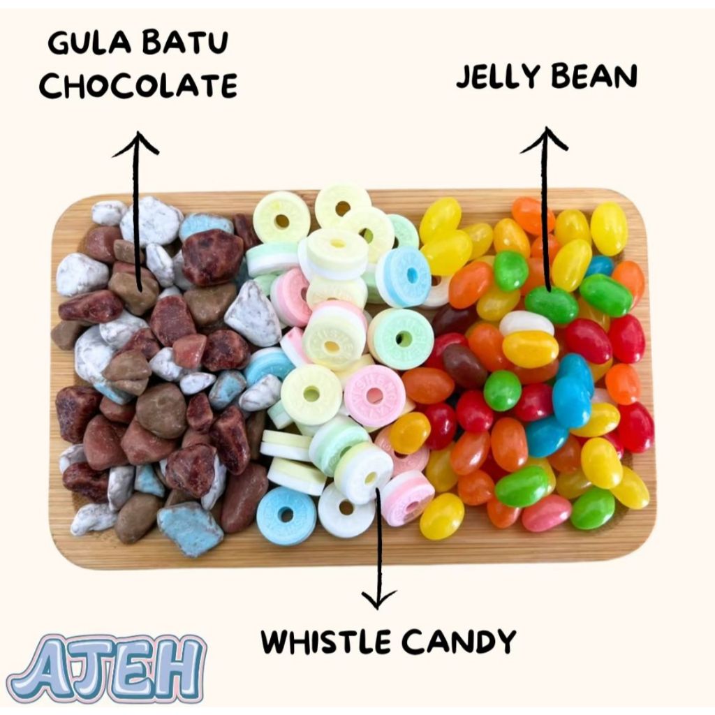 Pelbagai Jenis Gula Timbang | Jelly Bean | Gula Batu Chocolate | Mix Candy