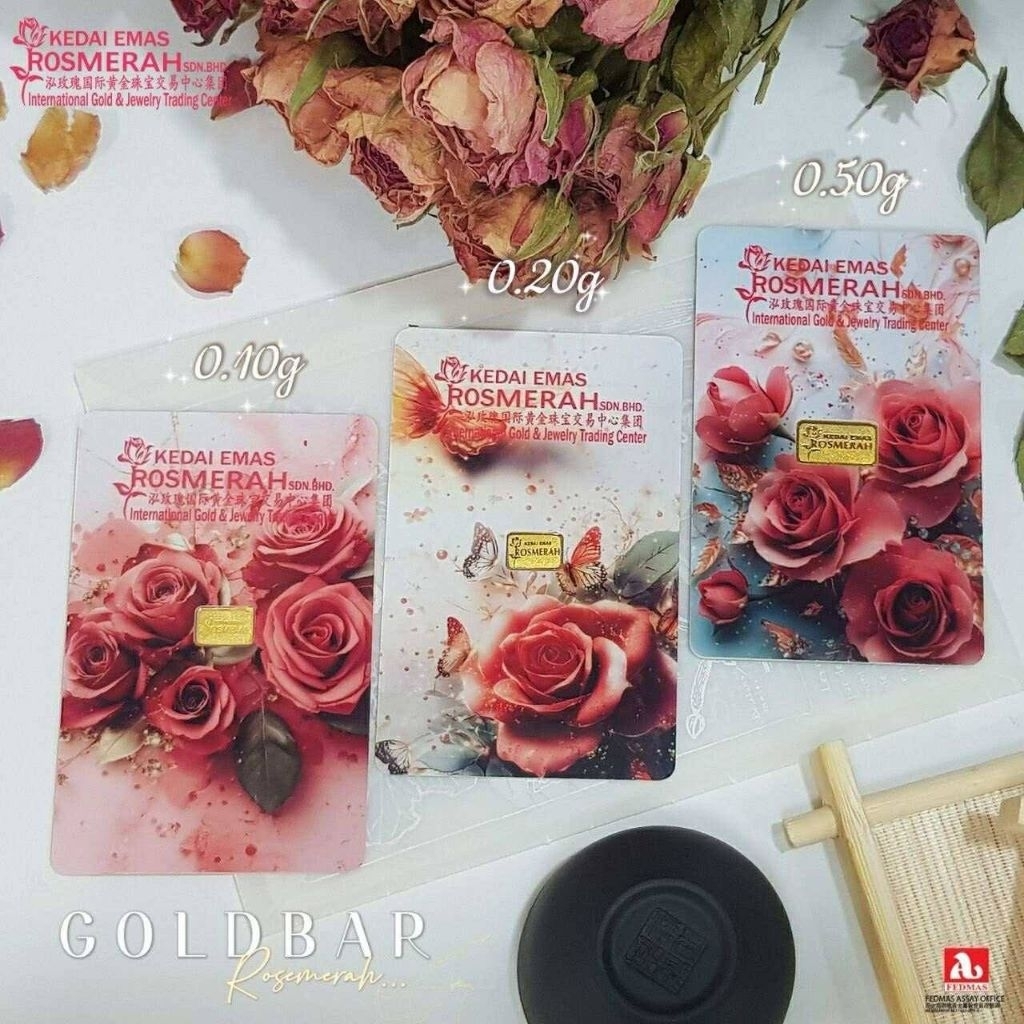 KEDAI EMAS ROSMERAH SDN BHD 999.9 Fine Gold 0.10g ,0.20g& 0.50g 999.9金片 0.10g,0.20g＆0.50g gold bar