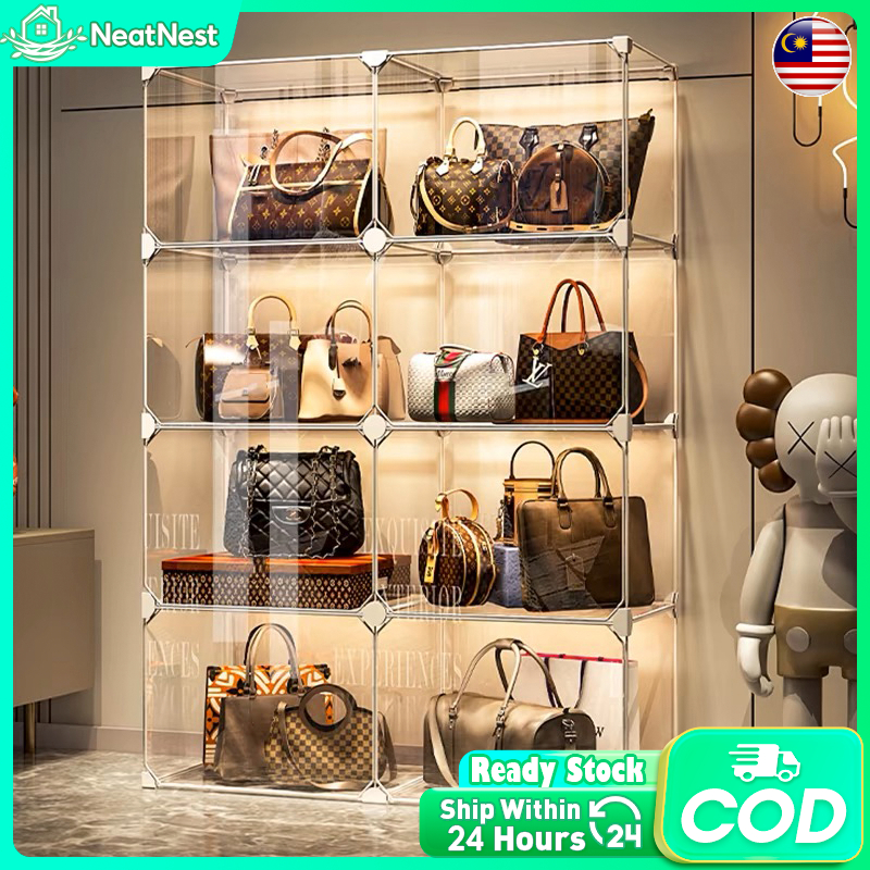 Storage Cabinet Transparent Bag Display Case Stackable Dustproof Clothes Locker 包包展示柜