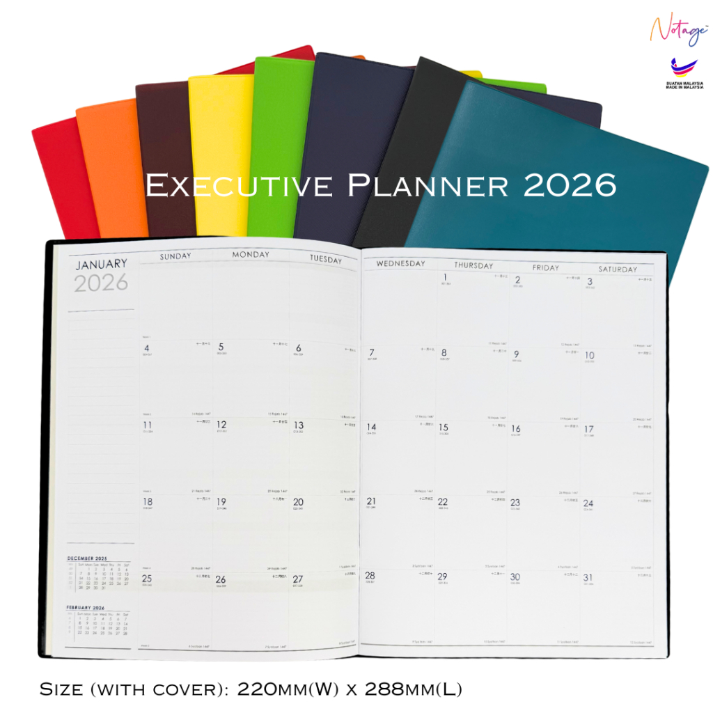 Executive Planner 2026 A4 Size Corporate Planner Planning Column Calendar Diary Table Desk Yearly Monthly Planner
