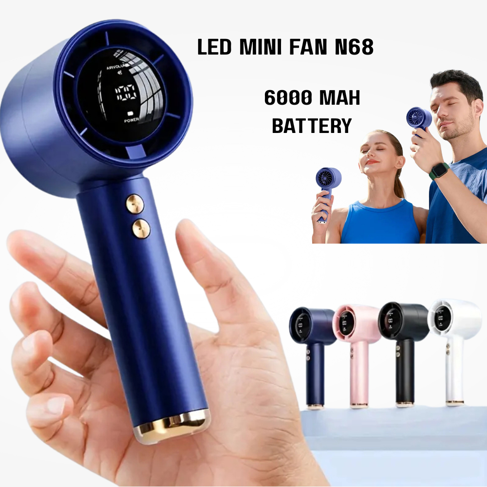Rechargeable Mini Fan with Digital Display, Kipas Mini Boleh Caj USB 100 Kelajuan, Portable Kipas Meja & Tangan Malaysia