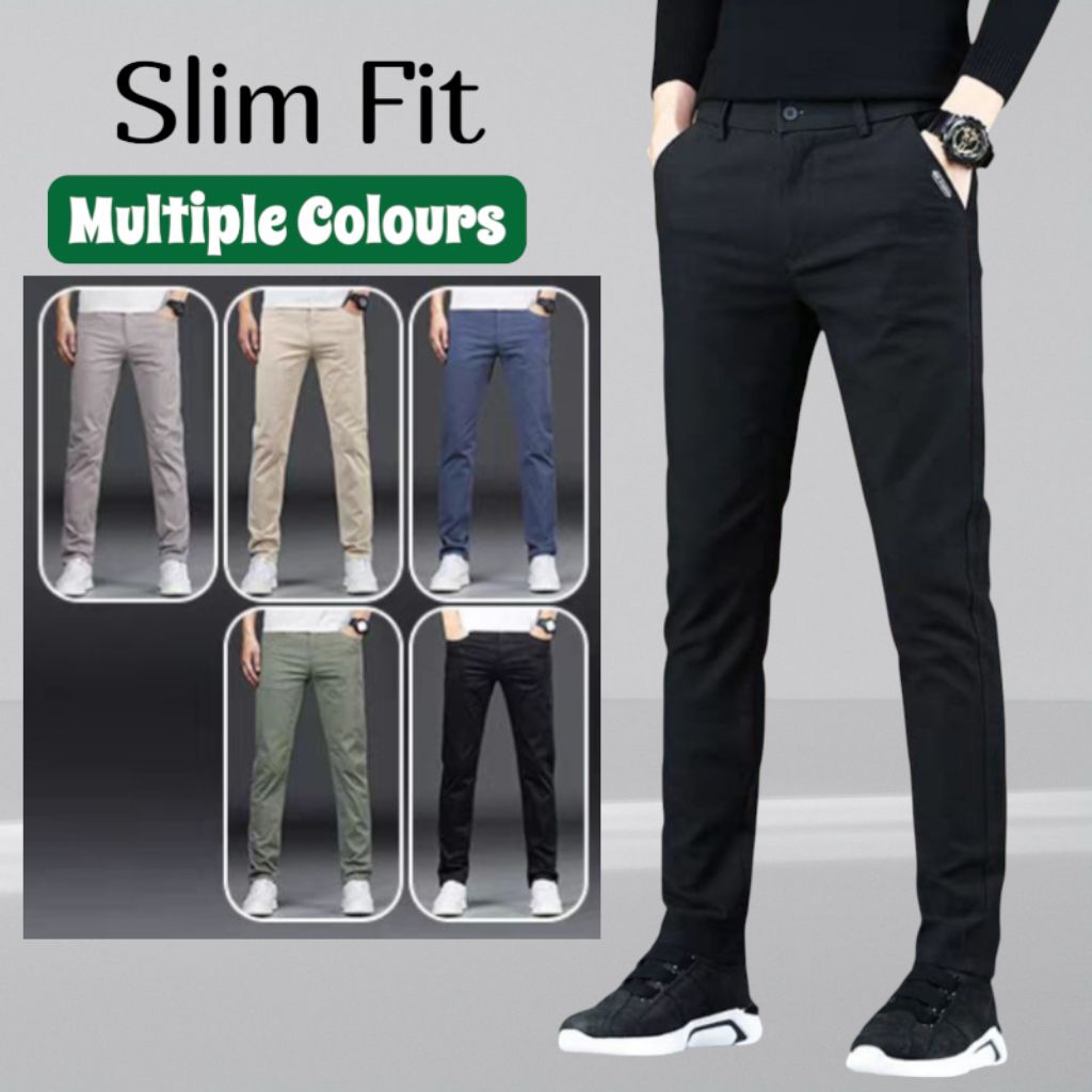 ? Premium Quality? Men's Stretchable Slimfit Chinos Formal Pants - Ready Stock