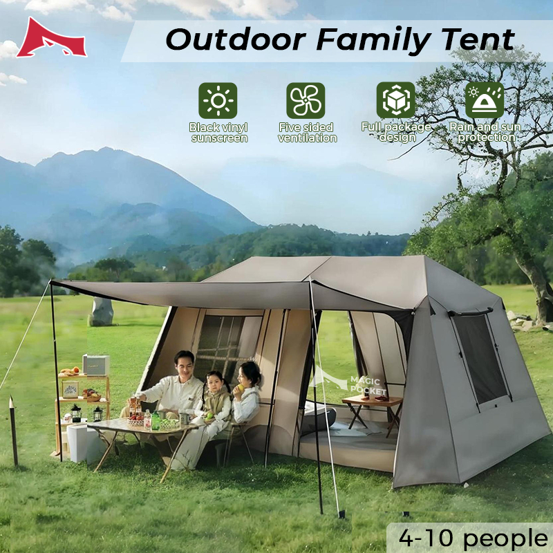 Village 13 Automatic/Manual Camping Tent Sliver Coated Waterproof Family Khemah Unta Large Space Glamping