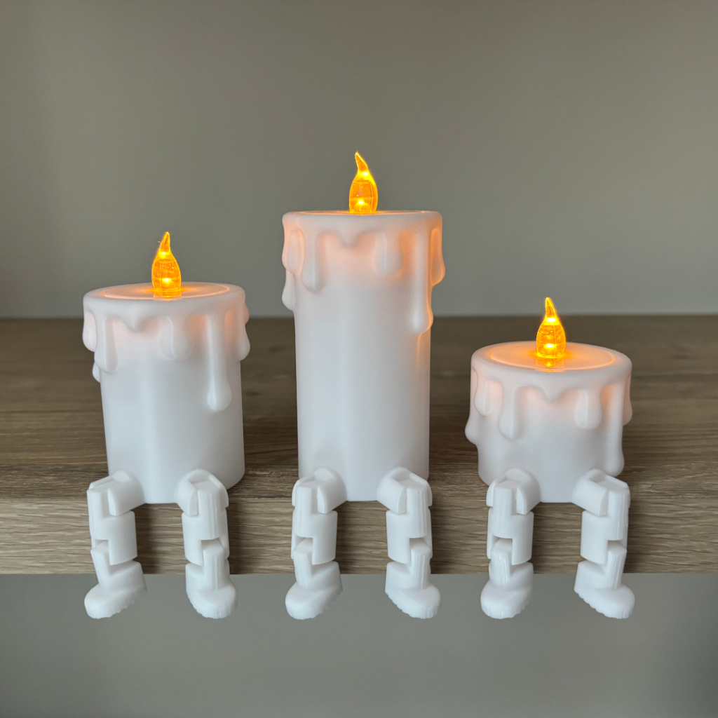 3D Printed Articulated Candleholder for LED candles, Home decor, Lighting, Candleholders, Decoration