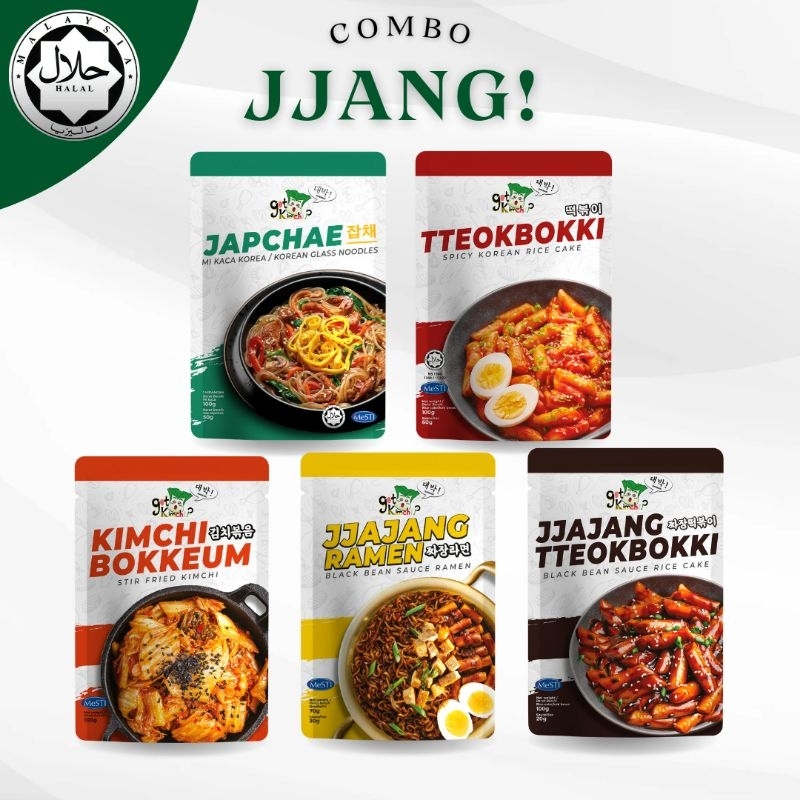 Halal Kombo Jjang Japchae, Tteokbokki, Kimchi Bokkeum, Jjajang Ramen, Jjajang Tteokbokki brand Got Kimchi halal korean